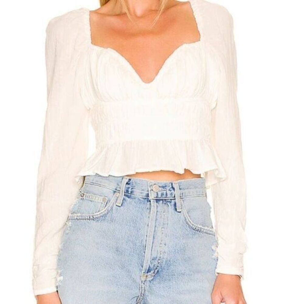 Free People White Ruffled Blouse